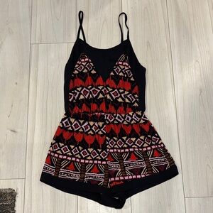 Black and Red Patterned Jumpsuit